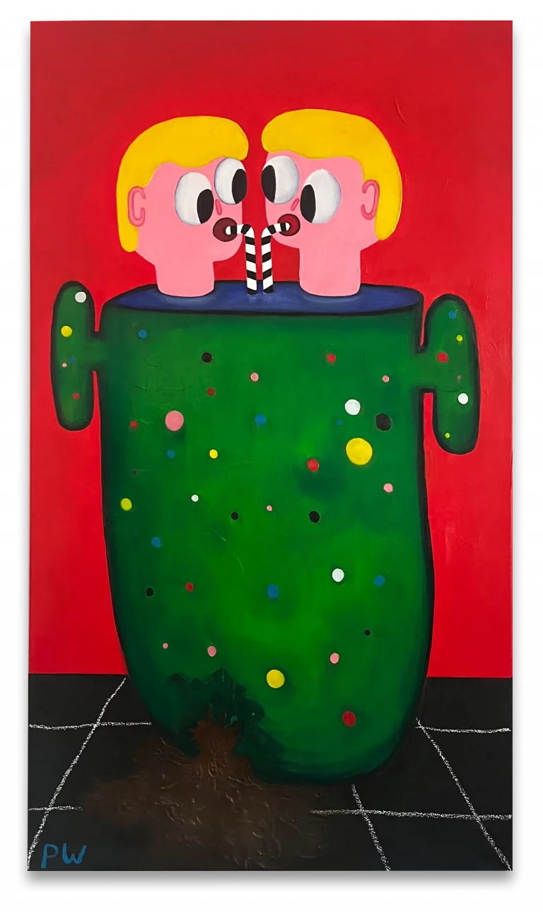 „Symbiose der Leere“, 140 × 80 cm, Oil, Acrylic and oil pastels on canvas, 2025